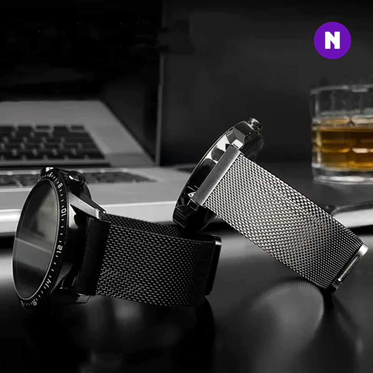 Pulseira 20mm entre Pinos para Samsung Galaxy Watch, Metal, Preto