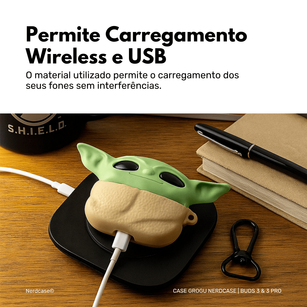 Capa Protetora Nerdcase Compatível com Samsung Galaxy Buds 3/3 Pro, Baby Yoda