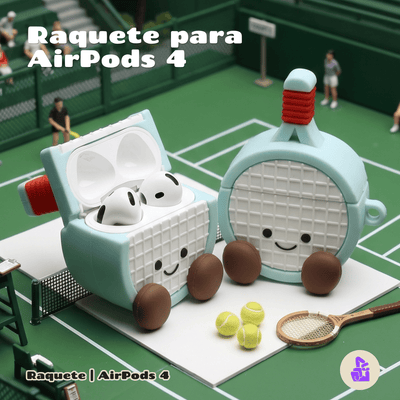 Kit Limpador para Fones e Capa Protetora de Silicone Nerdcase para AirPods 4, Raquete Azul
