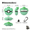 Capa Protetora Nerdcase para AirPods Pro 3, Silicone, Pokémon Bulbassauro