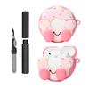 Kit Limpador para Fones e Capa Protetora de Silicone Nerdcase para AirPods Pro 1 e 2, Rosquinha Donuts Rosa