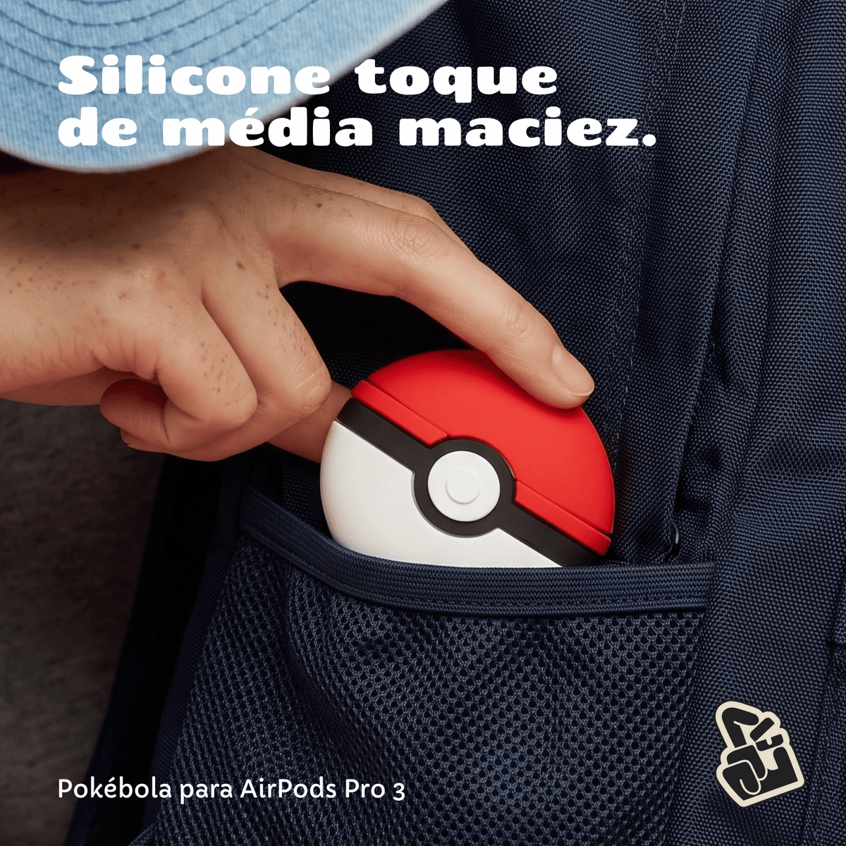 Capa Protetora Nerdcase Compatível com AirPods Pro 3, Silicone, Pokebola