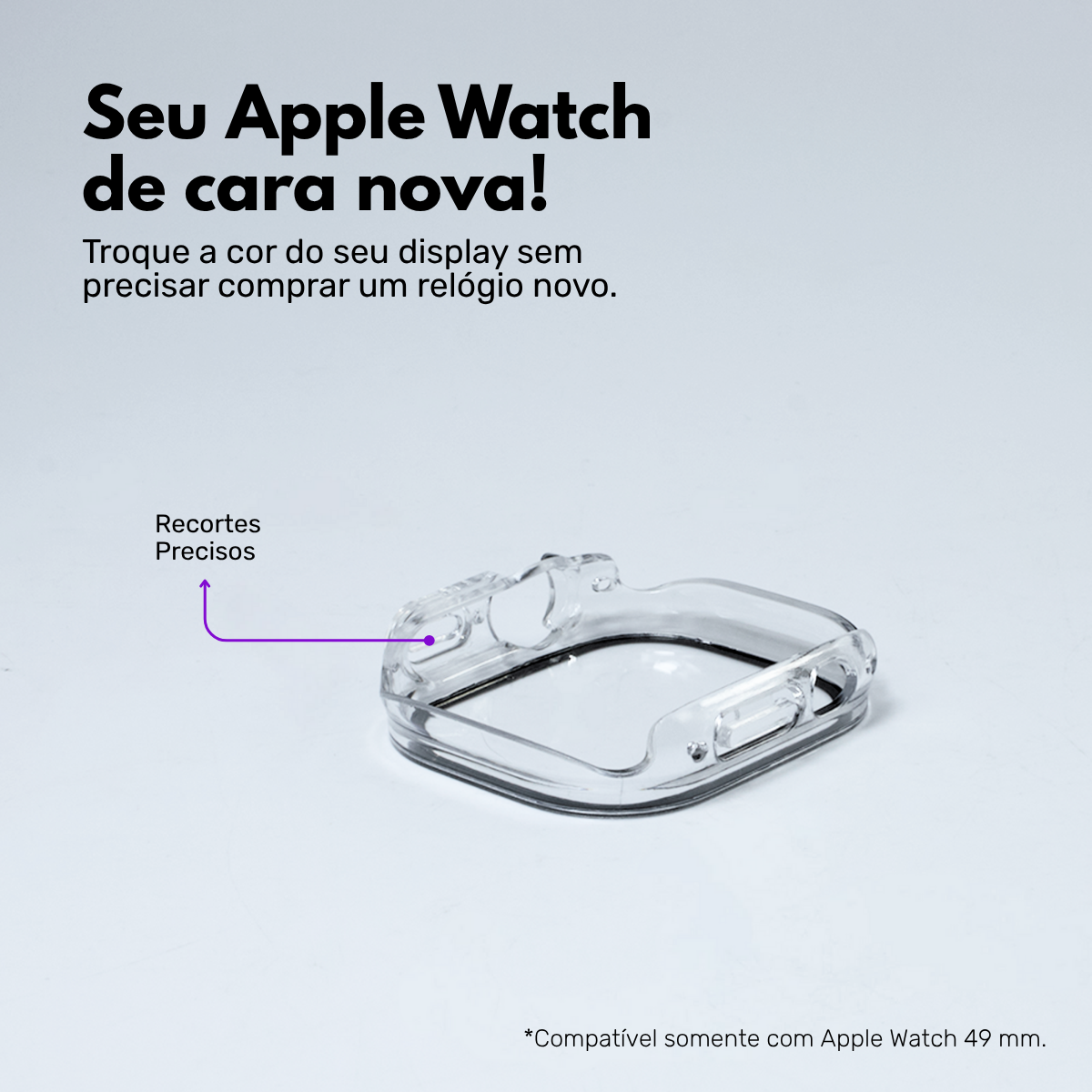 Capa com Película de Vidro Nerdcase Compatível com Apple Watch Ultra 49mm, Transparente