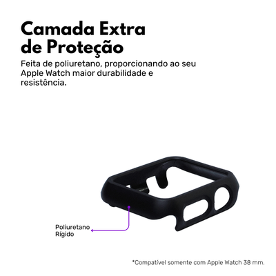 Kit com 2 Capas Moldura Protetora Nerdcase, Compatível com Apple Watch 38mm, Sem Vidro, Preta