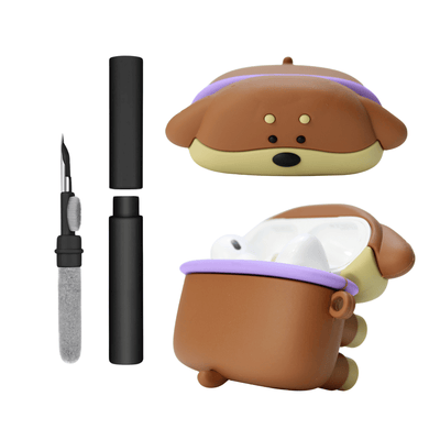 Kit Limpador para Fones e Capa Protetora de Silicone Nerdcase para AirPods Pro 1 e 2, Poyz Dog