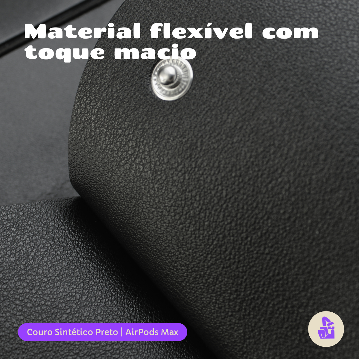 Capa Protetora Nerdcase para AirPods Max, Couro Sintético Preto