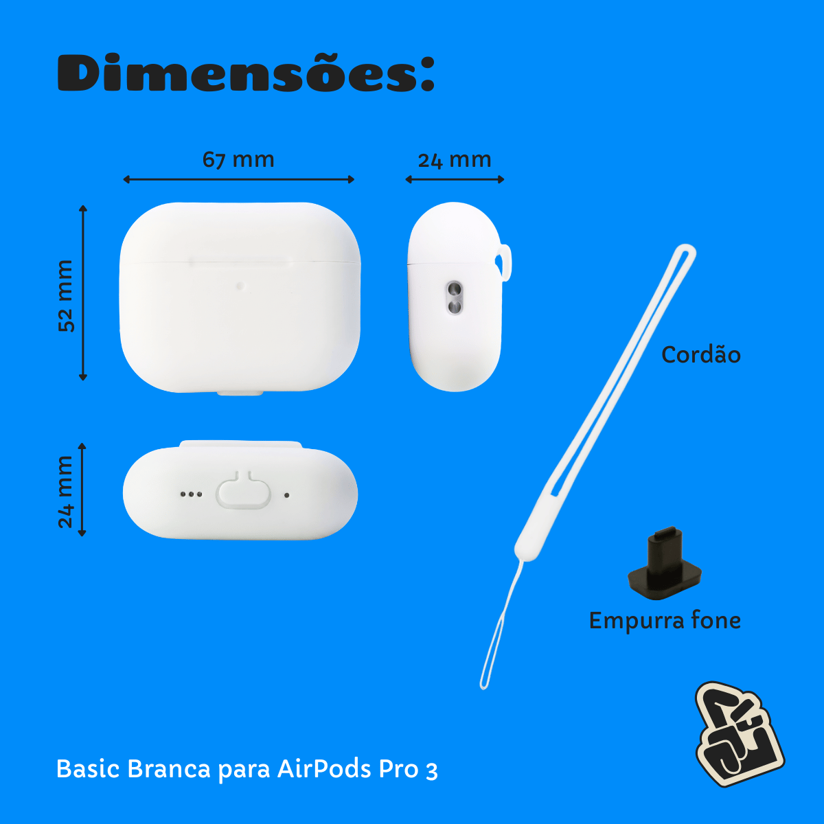 Capa Protetora de Silicone Nerdcase para AirPods Pro 3, Branca
