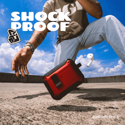 Capa Protetora Nerdcase para AirPods Pro 3, Shockproof Vermelho e Preto