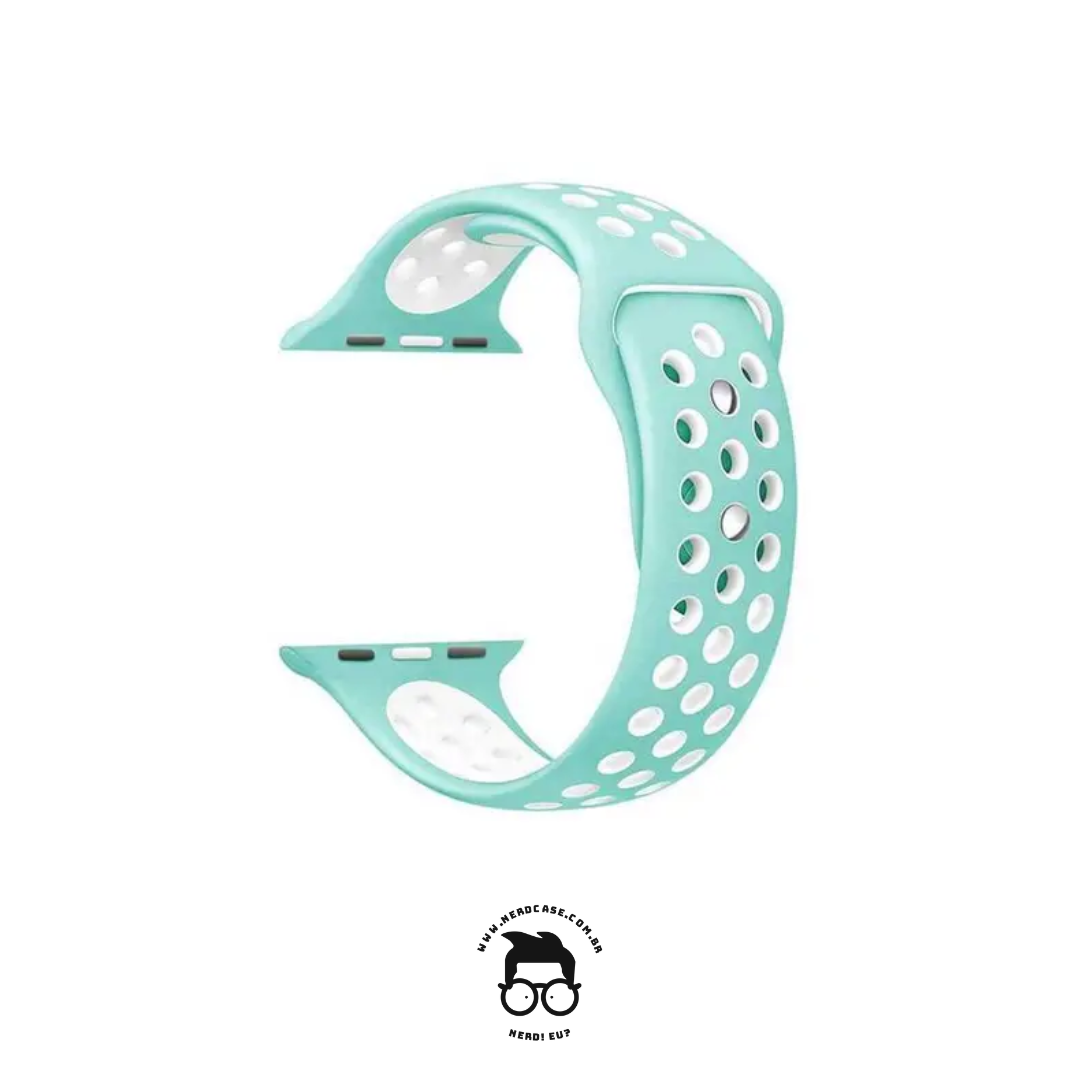 Pulseira 38/40/41mm para Apple Watch, Verde Água/Branco