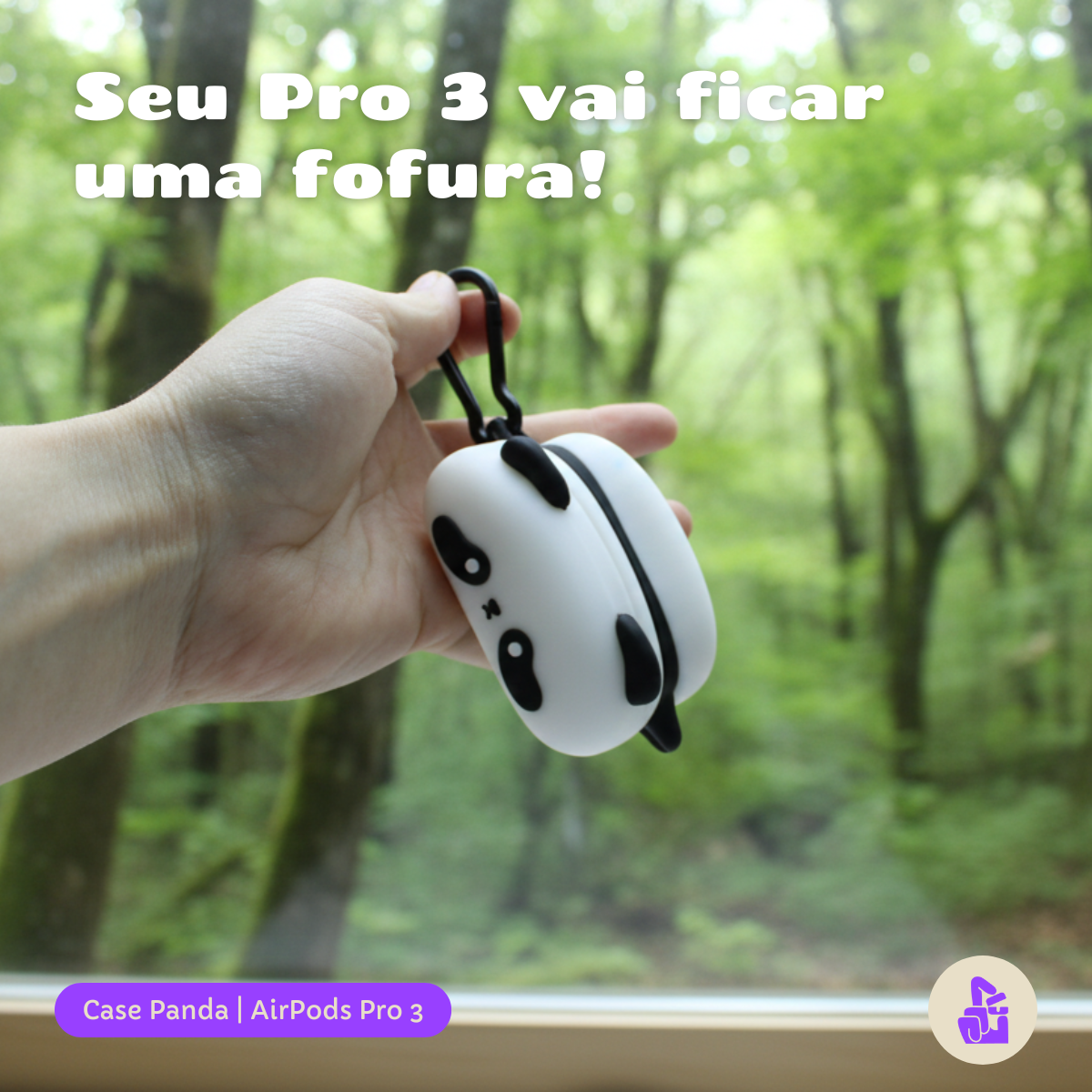 Kit Limpador para Fones e Capa Protetora Nerdcase para AirPods Pro 3, Panda