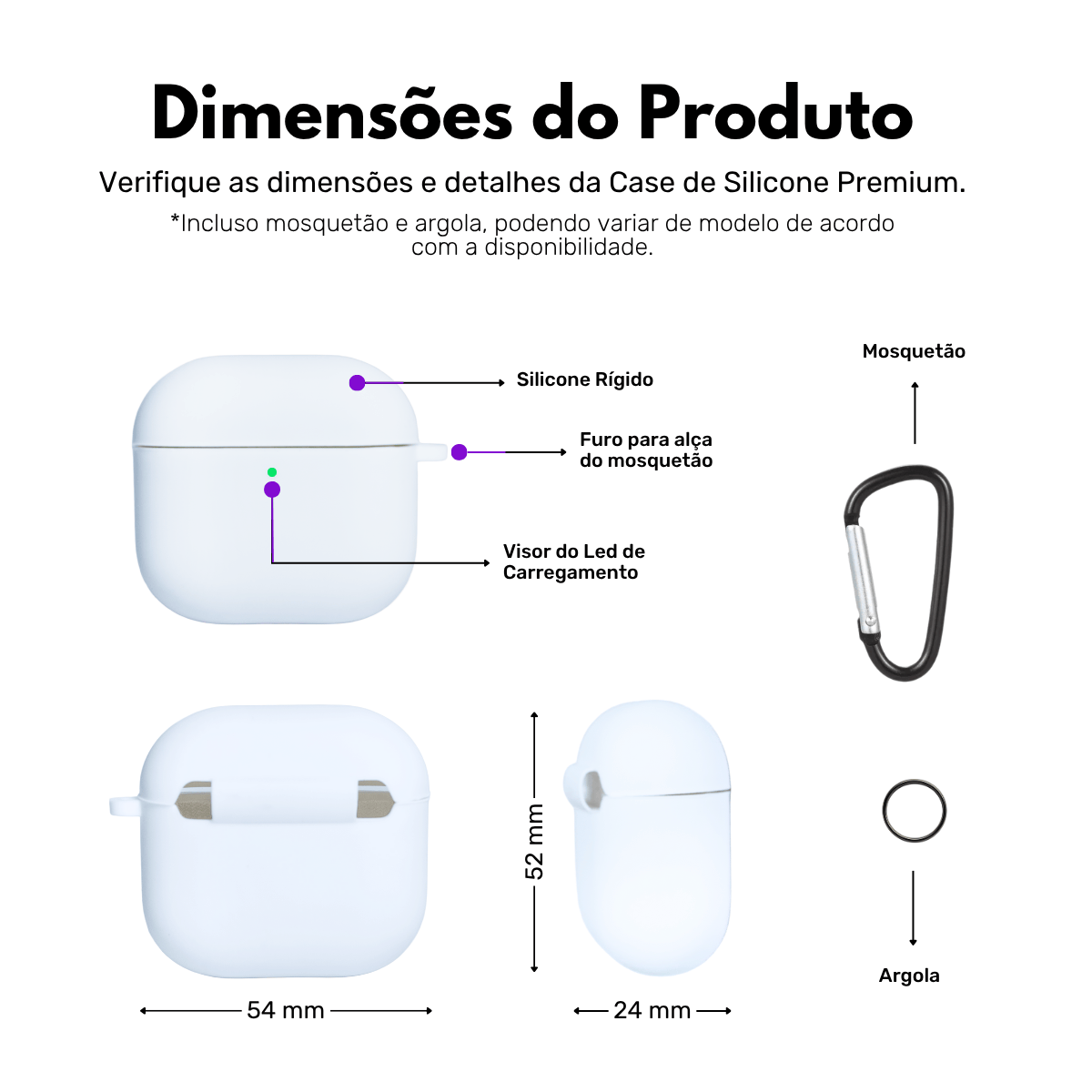 Case Protetora Silicone Premium para AirPods 4 Branca