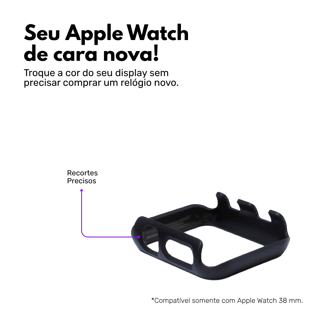 Kit com 2 Capas Moldura Protetora Nerdcase, Compatível com Apple Watch 38mm, Sem Vidro, Preta