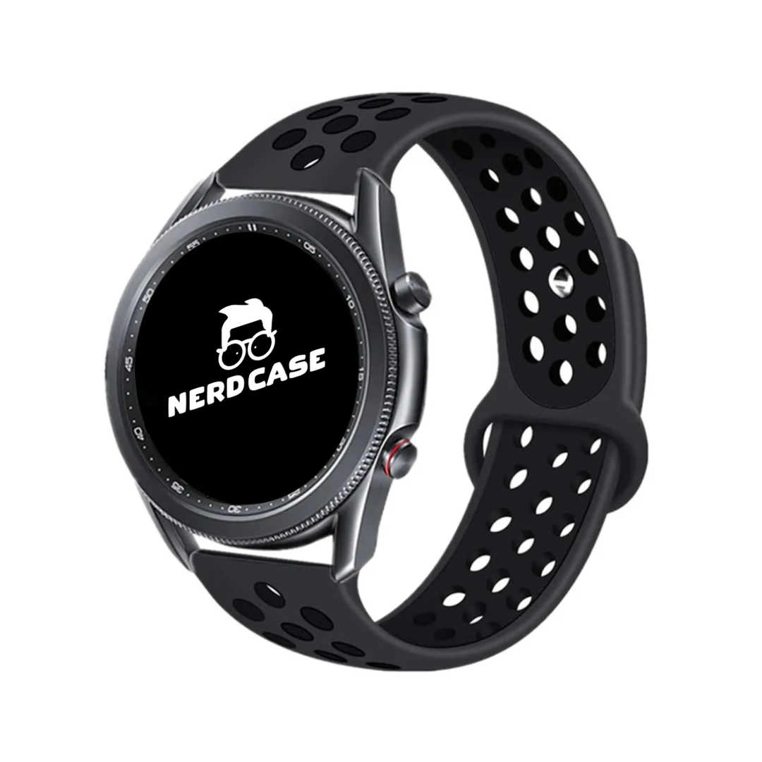 NERDCASE, Pulseira NK de Silicone, Compatível com Galaxy Watch 44mm/45mm/47mm, Pino 22mm, Preto