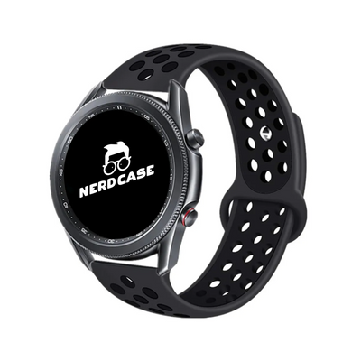 NERDCASE, Pulseira NK de Silicone, Compatível com Galaxy Watch 44mm/45mm/47mm, Pino 22mm, Preto