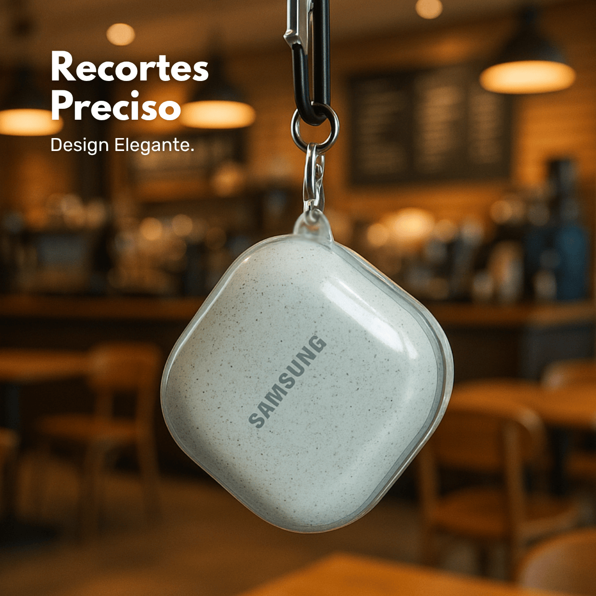 Capa Silicone com Glitter Nerdcase Compatível com Galaxy Buds FE/2/Pro/Live, Cinza Fumê