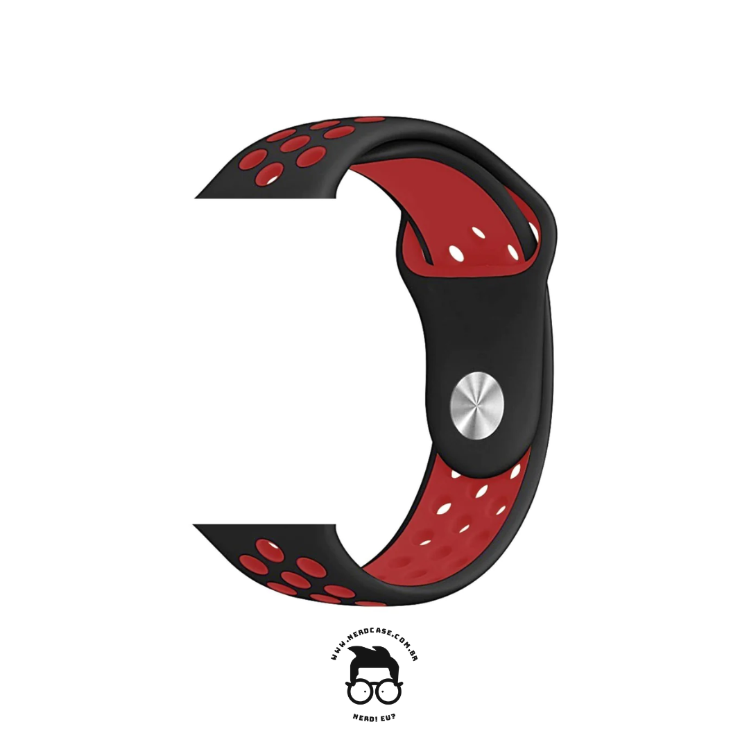 Pulseira 42/44/45/49mm para Apple Watch, Preto/Vermelho