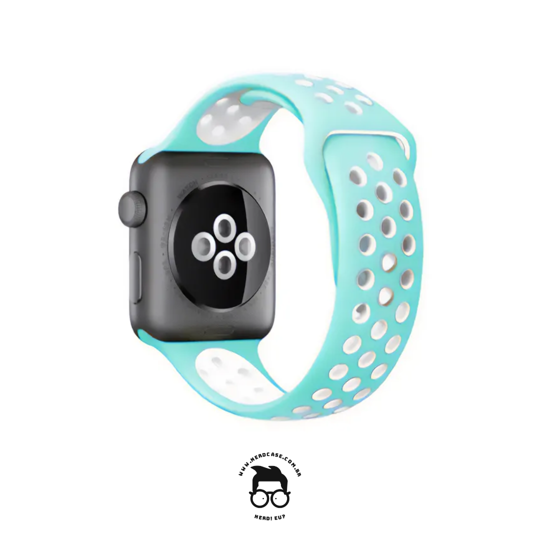 Pulseira 38/40/41mm para Apple Watch, Verde Água/Branco