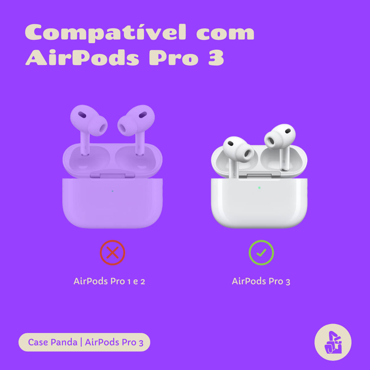 Kit Limpador para Fones e Capa Protetora Nerdcase para AirPods Pro 3, Panda