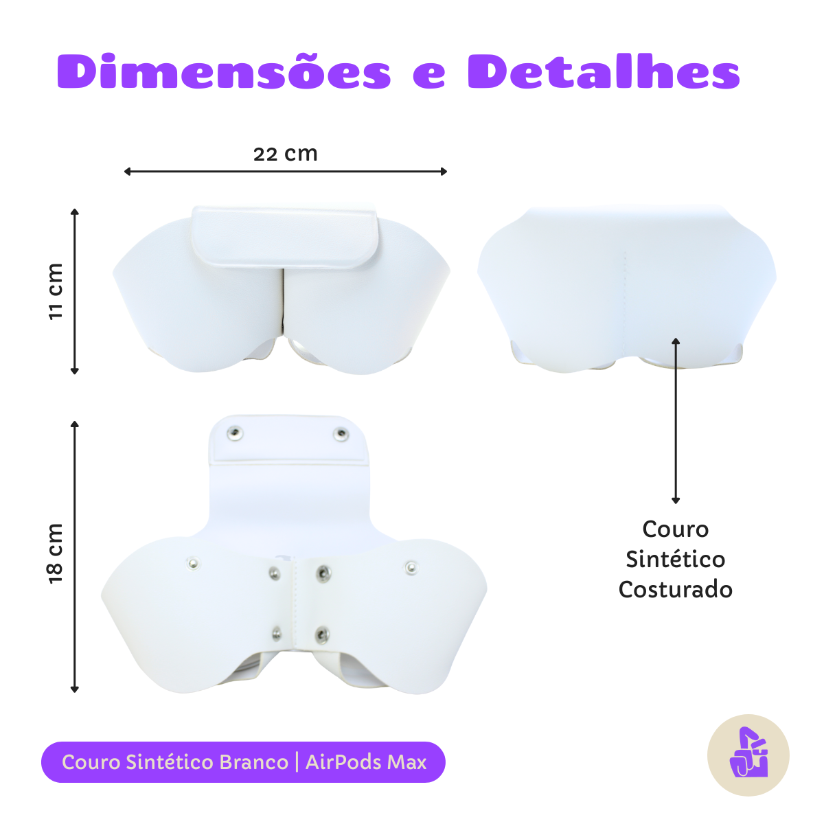 Capa Protetora Nerdcase para AirPods Max, Couro Sintético Branco