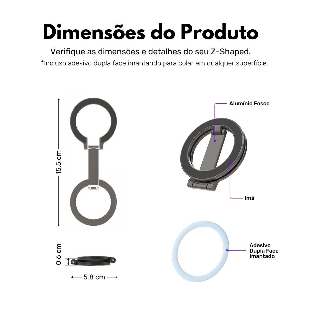Suporte de Mesa Magnético Nerdcase Dobrável em Metal, Para Celular