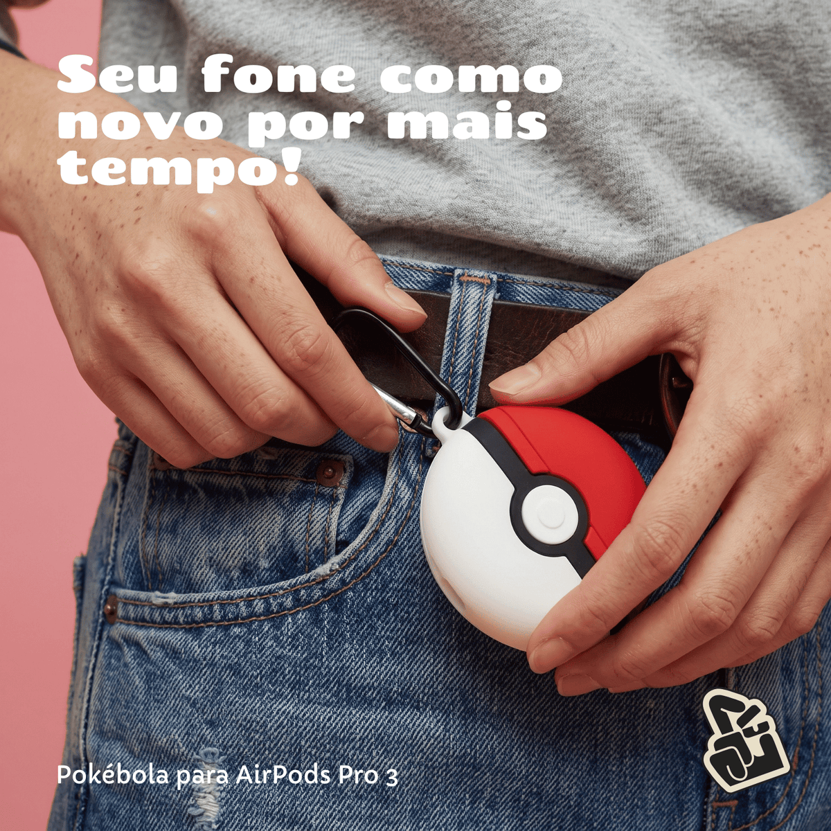 Capa Protetora Nerdcase Compatível com AirPods Pro 3, Silicone, Pokebola