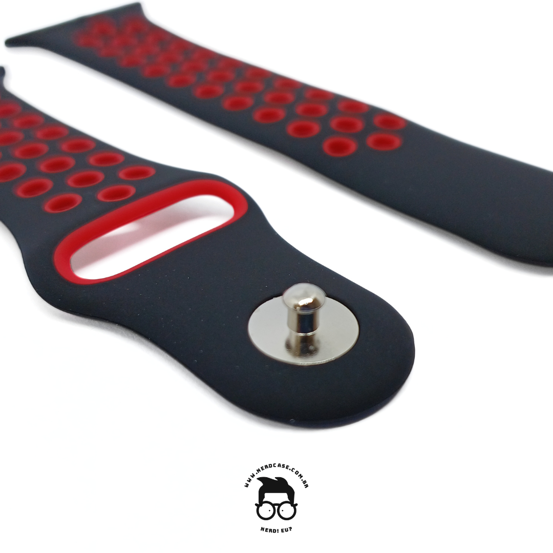 Pulseira 42/44/45/49mm para Apple Watch, Preto/Vermelho