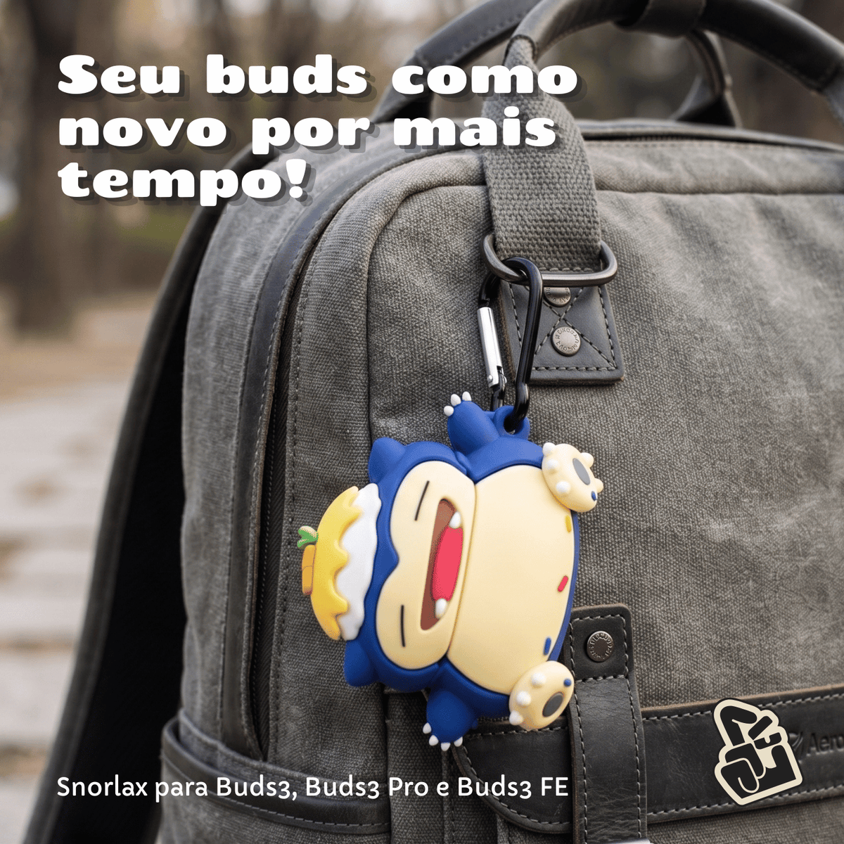 Capa Protetora Nerdcase para Samsung Galaxy Buds 3, Buds 3 Pro, Buds3 Fe, Silicone, Pokémon Snorlax