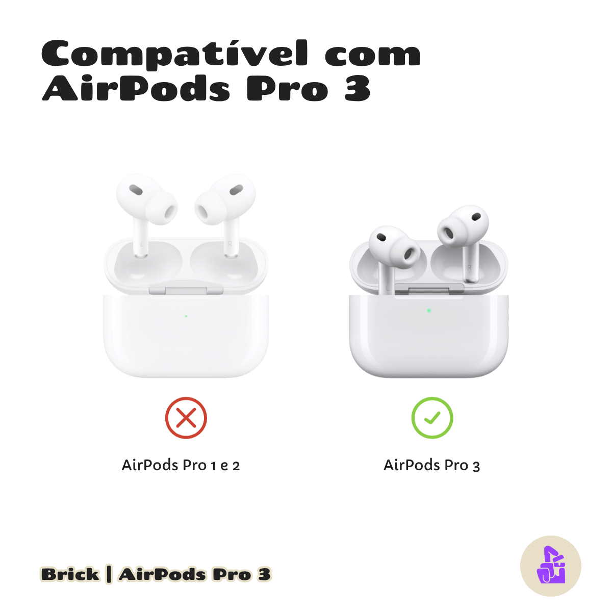 Capa Protetora de Silicone Nerdcase para AirPods Pro 3, Lego Brick