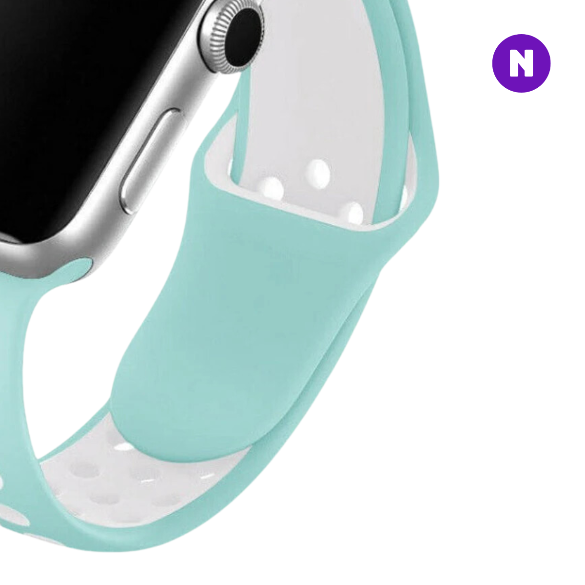 Pulseira 42/44/45/49mm para Apple Watch, Verde Água/Branco
