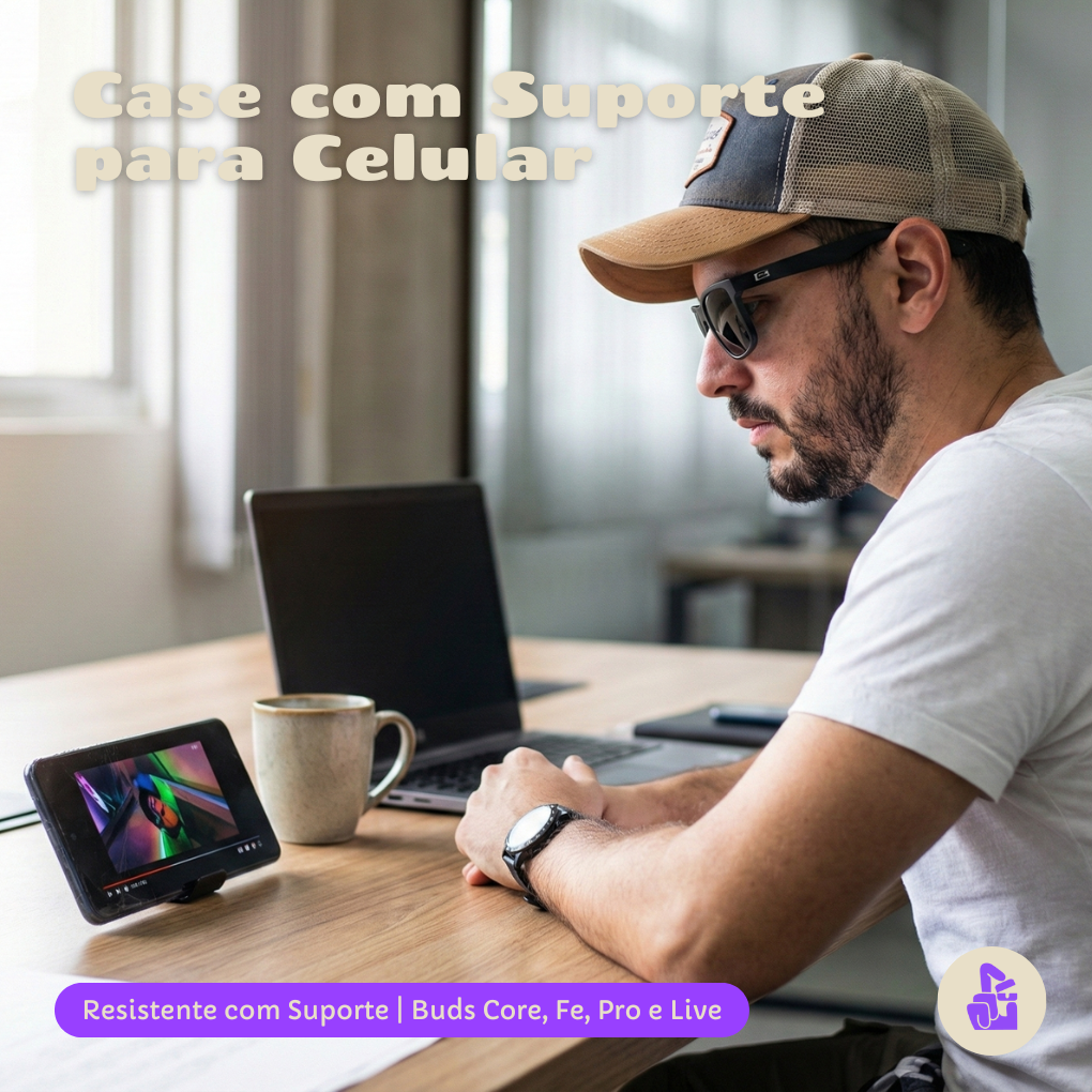 Capa Protetora Nerdcase para Galaxy Buds FE, Buds Core, Buds 2, Pro e Live, Suporte Adaptado, Resistente Transparente