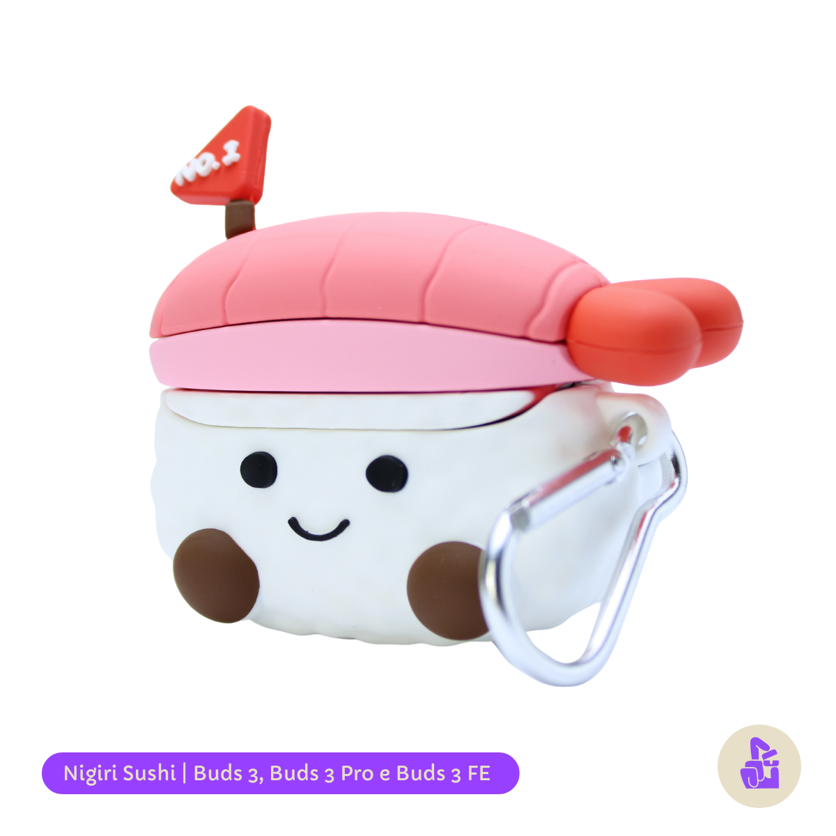 Capa Protetora Nerdcase para Samsung Galaxy Buds 3, Buds 3 Pro, Buds3 Fe, Nigiri Sushi