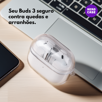 Kit Caneta de Limpeza e Capa Protetora de Silicone Nerdcase Compatível com Samsung Galaxy Buds 3, 3 Pro,Fe, Transparente