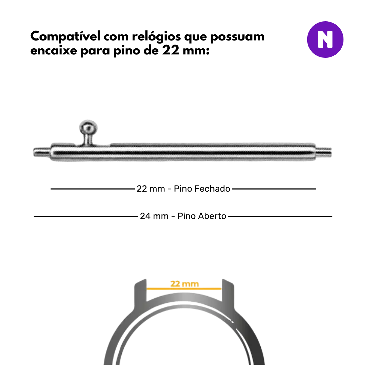 Pulseira 22mm entre Pinos para Samsung Galaxy Watch, Silicone, Laranja