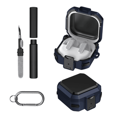 Kit Limpador para Fones e Capa Protetora Nerdcase para Galaxy Buds 4, Buds 4 Pro, Silicone Premium Resistente, Azul