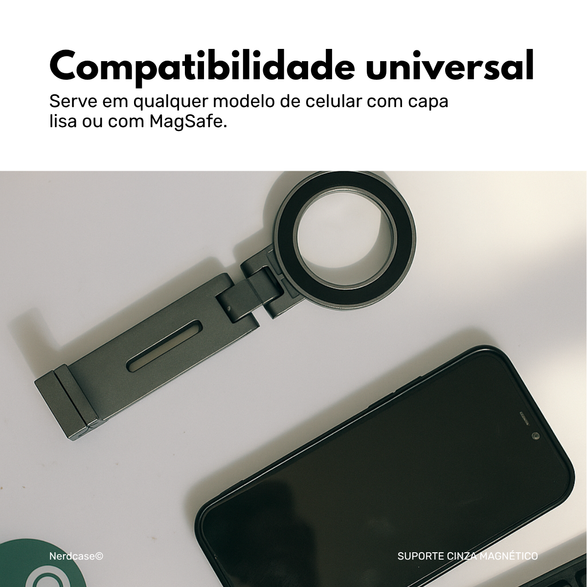 Suporte para Celular Nerdcase, Magnético Dobrável, Plástico PU