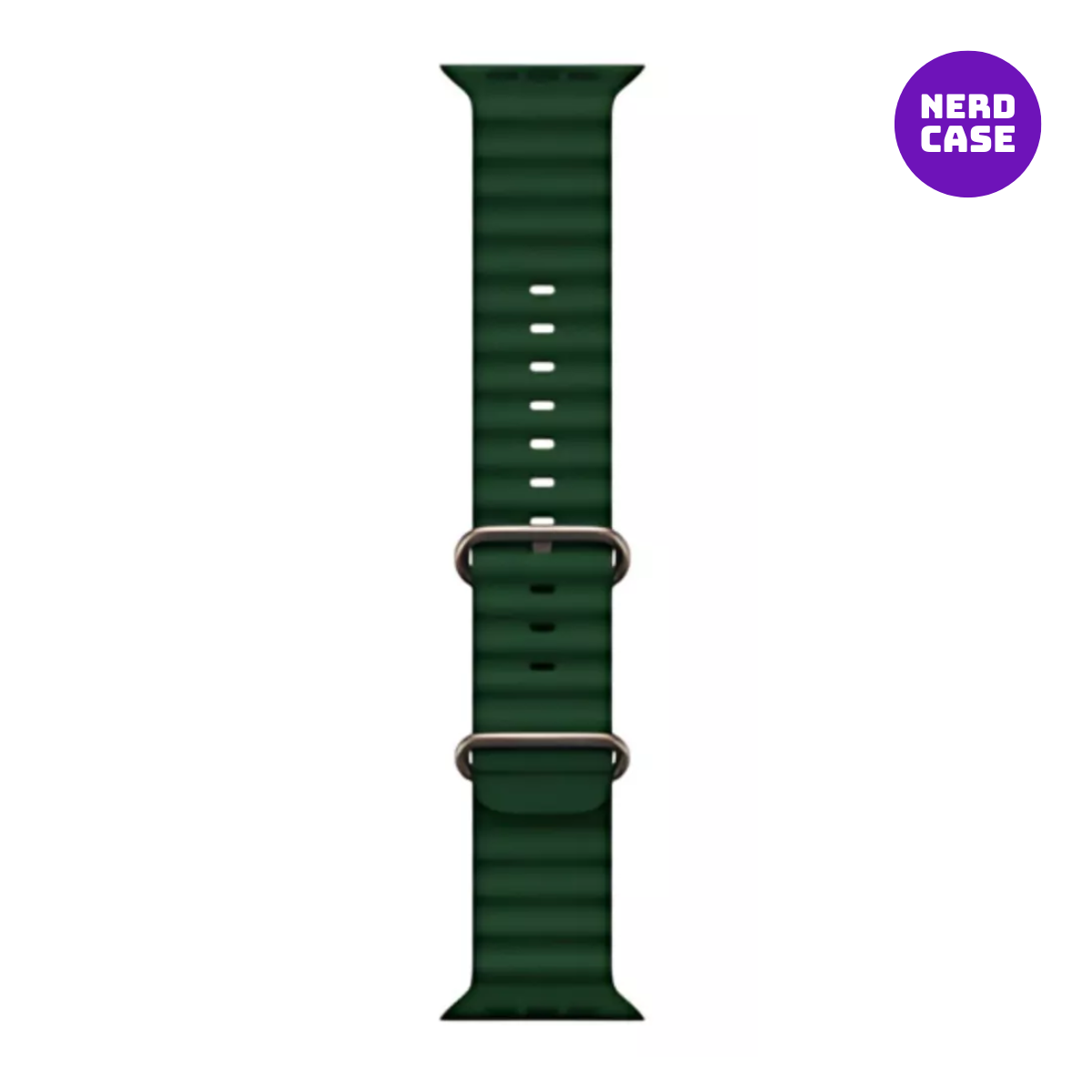 NERDCASE, Pulseira Ocean de Silicone, Compatível com Apple Watch 1-9, 42/44/45/49mm, Verde