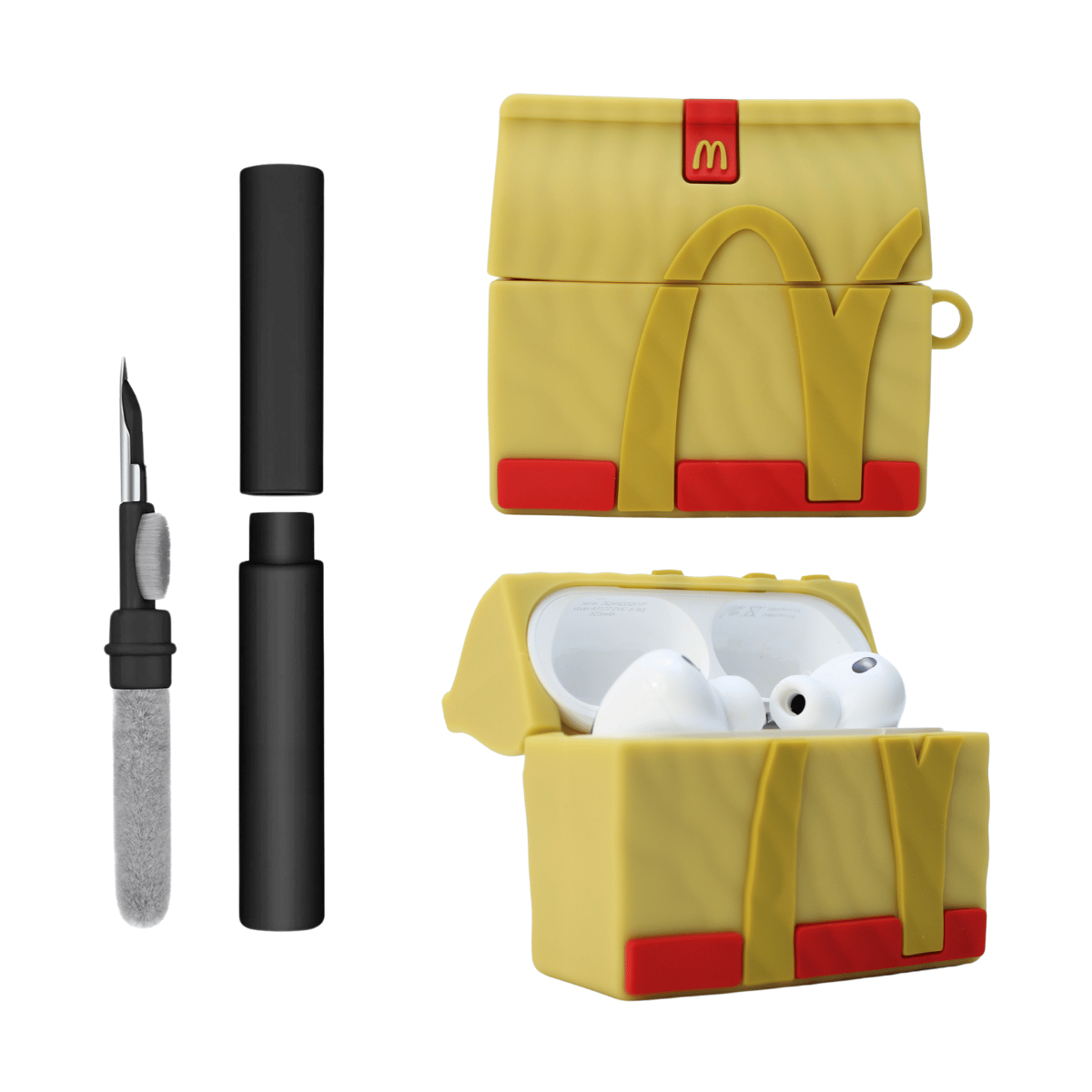 Kit Limpador para Fones e Capa Protetora de Silicone Nerdcase para AirPods Pro 3, Fast Food