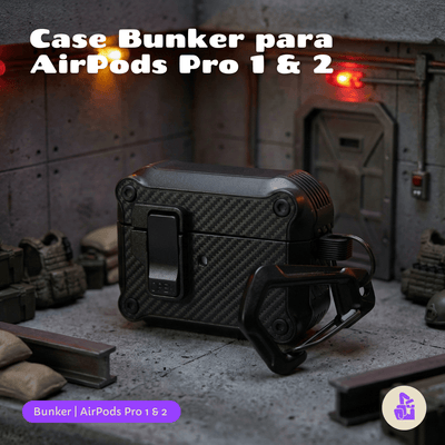 Capa Protetora Bunker Nerdcase para AirPods Pro 1 e 2, Preto