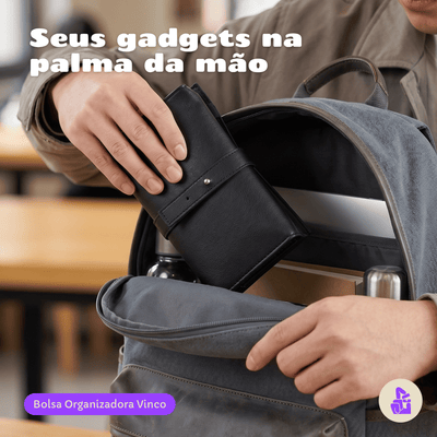 Bolsa, Necessaire Organizadora Vinco Nerdcase, Couro PU, 18x12 cm, Preta
