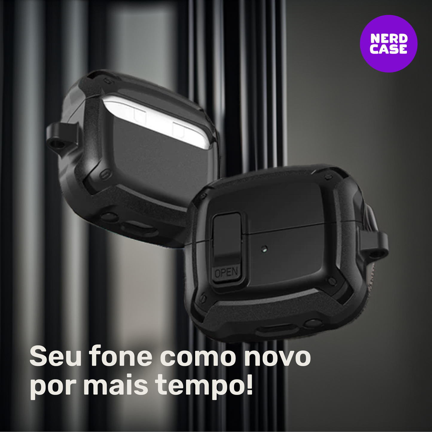 Kit Caneta de Limpeza e Capa Protetora Nerdcase Compatível com Samsung Galaxy Buds 3, 3 Pro, 3 Fe, Resistente Preta