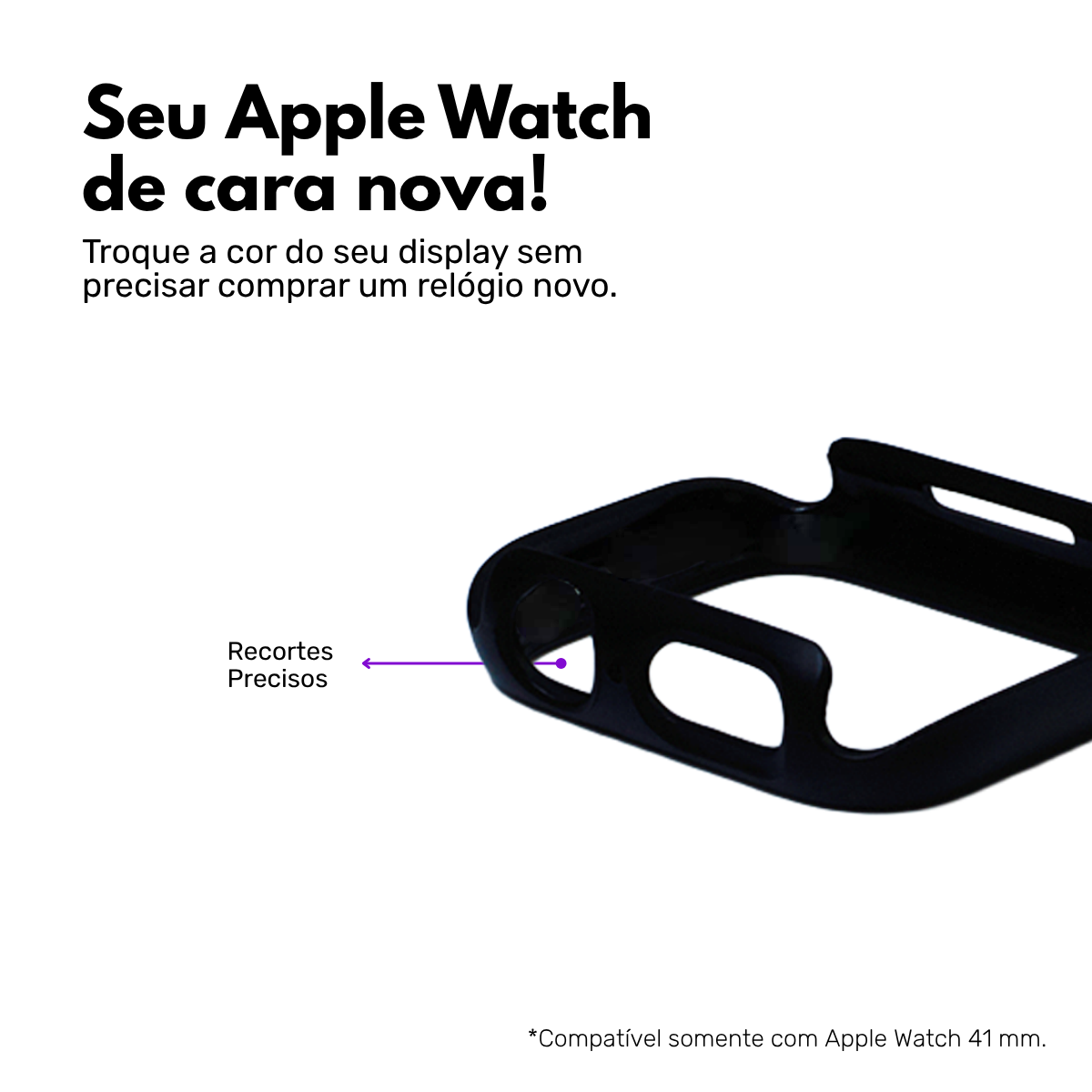 Kit com 2 Capas Moldura Protetora Nerdcase, Compatível com Apple Watch 41mm, Sem Vidro, Preta