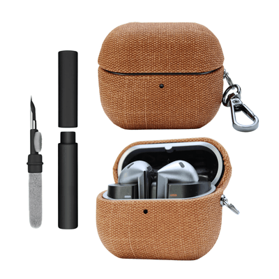 Kit Limpador para Fones e Capa Protetora Luxe Nerdcase para Samsung Galaxy Buds 3, Buds Pro 3, Buds3 FE, Caramelo