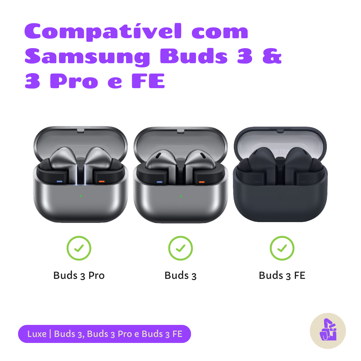 Kit Limpador para Fones e Capa Protetora Luxe Nerdcase para Samsung Galaxy Buds 3, Buds Pro 3, Buds3 FE, Caramelo