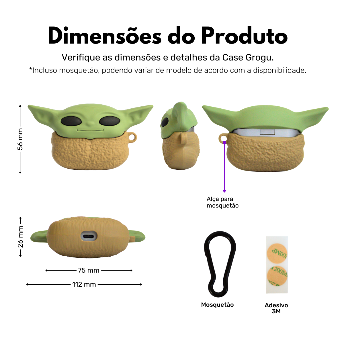 Capa Protetora Nerdcase Compatível com Samsung Galaxy Buds 3/3 Pro, Baby Yoda