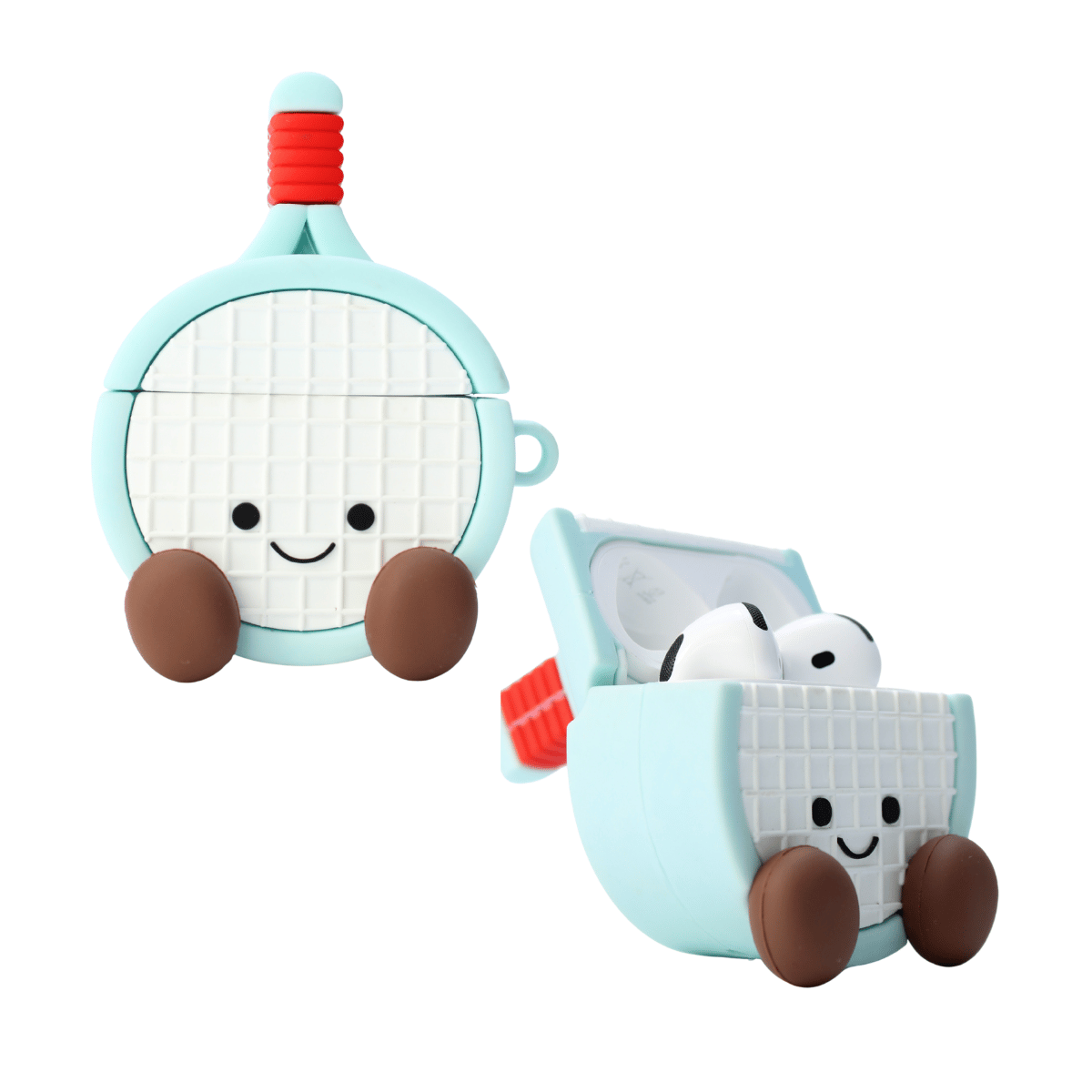 Capa Protetora de Silicone Nerdcase para AirPods 4, Raquete Azul