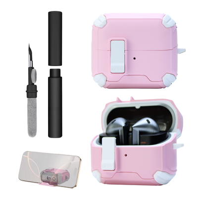 Kit Limpador para Fones e Capa Protetora Airtrek Nerdcase para Galaxy Buds 3, Buds Pro 3, Buds3 FE, Suporte Adaptado, Ro