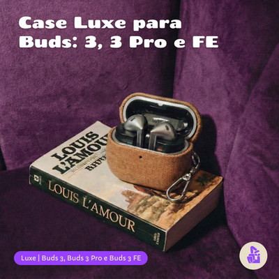 Kit Limpador para Fones e Capa Protetora Luxe Nerdcase para Samsung Galaxy Buds 3, Buds Pro 3, Buds3 FE, Caramelo