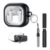 Kit Limpador para Fones e Capa Protetora Glass Nerdcase para Samsung Galaxy Buds 4, Preta e Transparente, Com Suporte Ad
