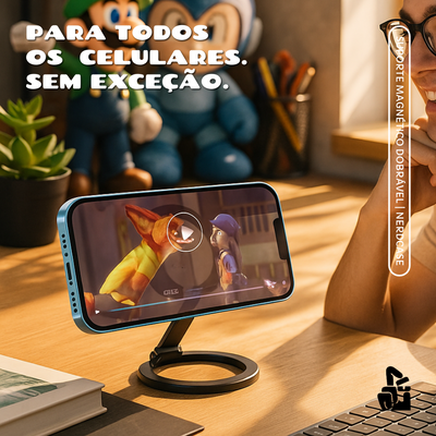 Suporte de Mesa Magnético Nerdcase Dobrável em Metal, Para Celular