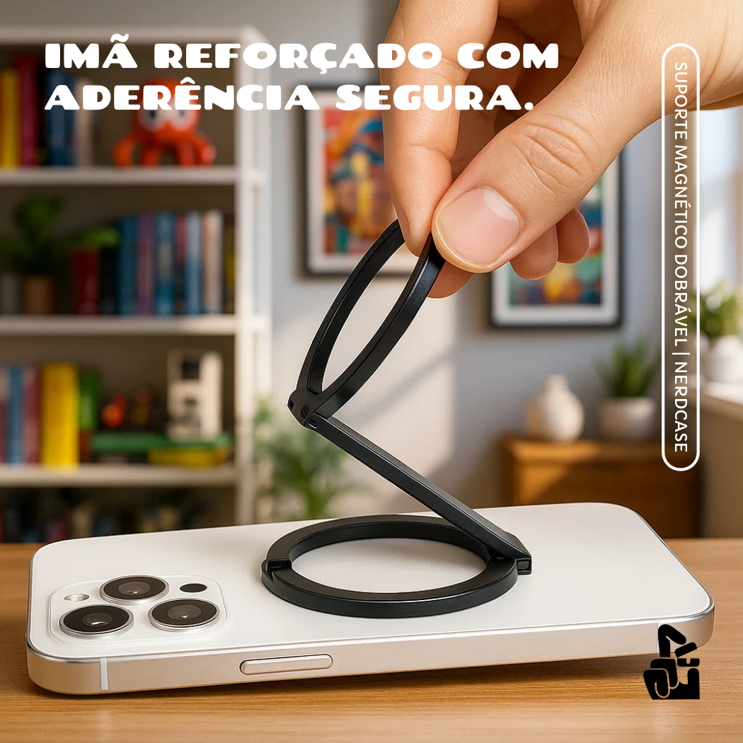Suporte de Mesa Magnético Nerdcase Dobrável em Metal, Para Celular